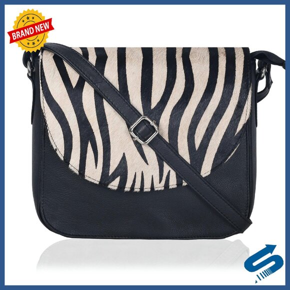 Genuine Leather Crossbody Purse with Adjustable Strap & Multiple Pockets